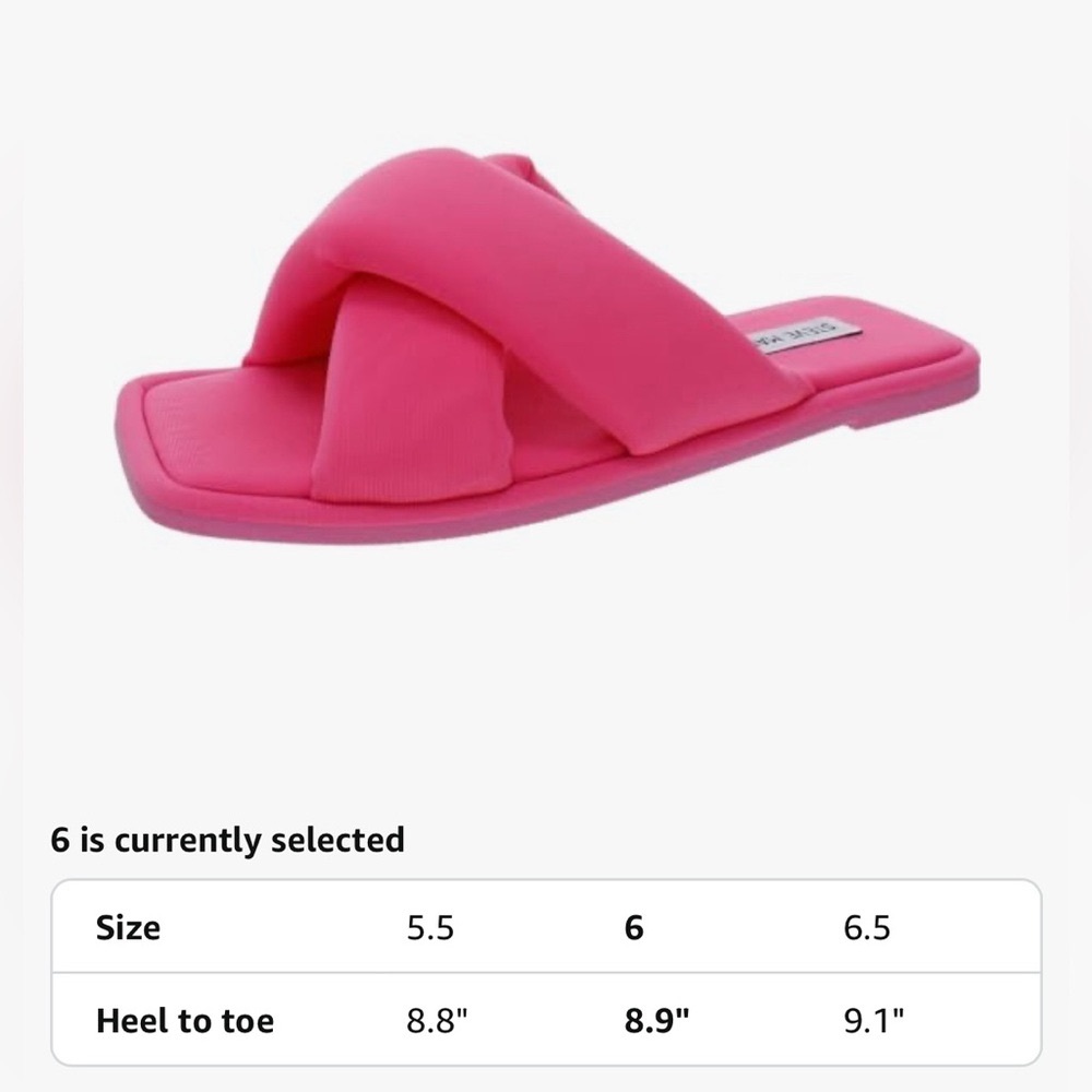 NIB [Steve Madden] Dixie Slip-On Square Toe Slide Sandals in Pink Women's Sz 6 - Picture 12 of 12